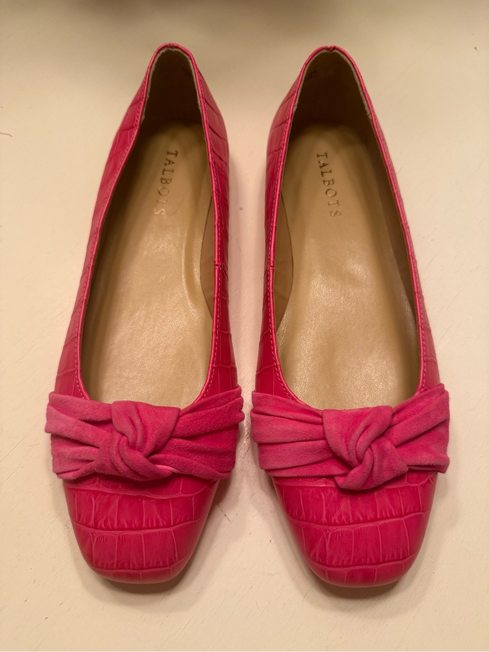 Talbots Hot Pink Knotted Ballet Flats